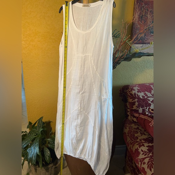 Summer dress, brand “ellamoda”, sleeveless white linen. - Picture 6 of 7